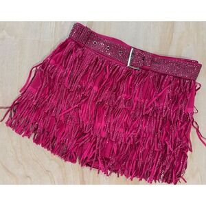 Lucky & Blessed Pink Rhinestone Fringe Shorts Western Cowgirl Rodeo Barbiecore